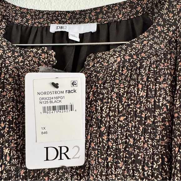 DR2 Ditsy Floral NEW Tunic Blouse 1X Bell Sleeve Coquette Boho Chic Top Festival - Picture 3 of 11